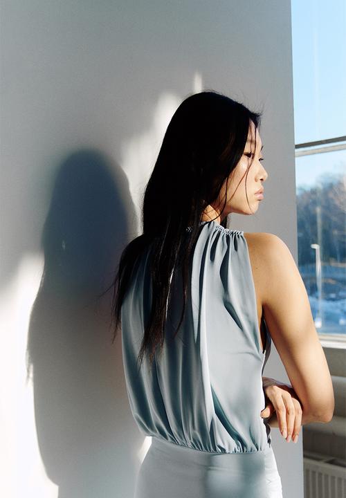 H&M - Draped jersey dress - light dusty turquoise