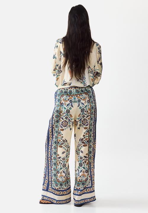 H&M - Printed pull-on trousers - light beige/floral