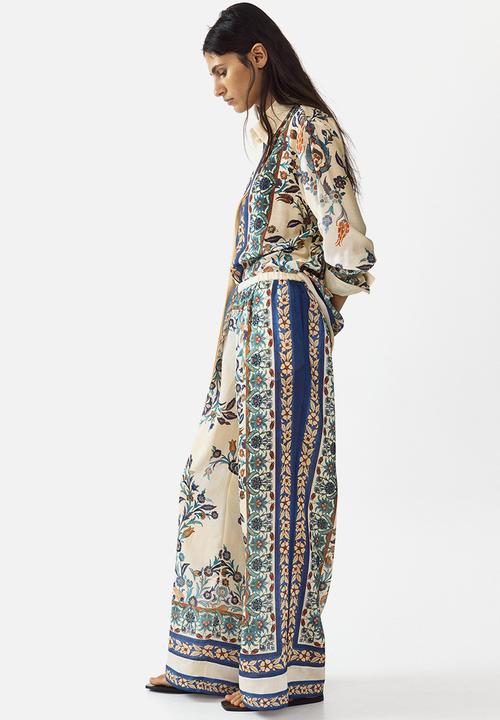 H&M - Printed pull-on trousers - light beige/floral
