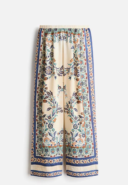 H&M - Printed pull-on trousers - light beige/floral