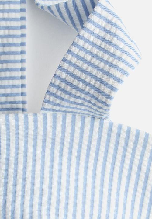 H&M - Padded tie-strap bikini top - light blue/striped