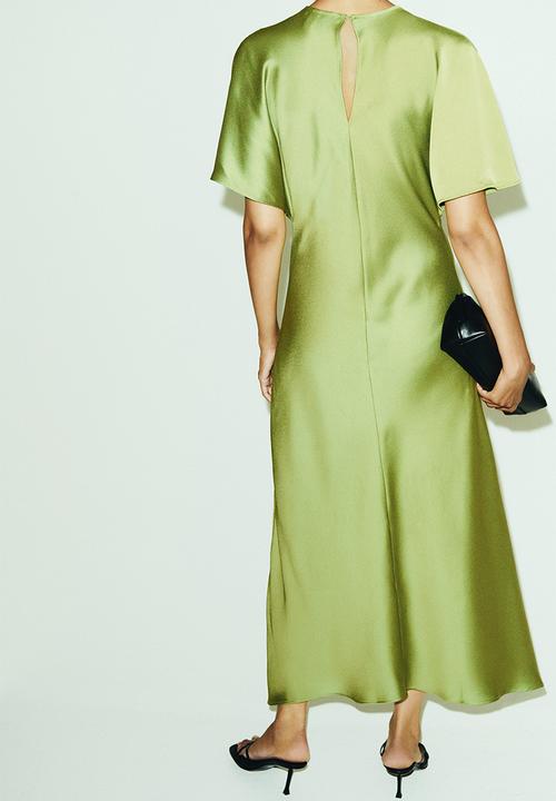 H&M - Satin midi dress - olive green