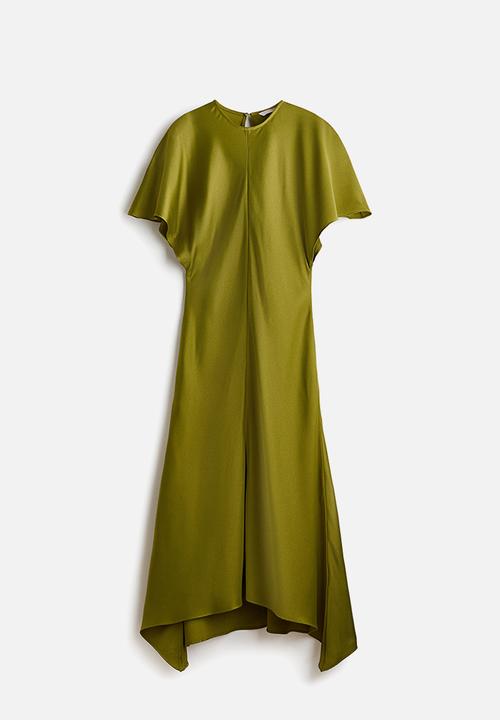 H&M - Satin midi dress - olive green