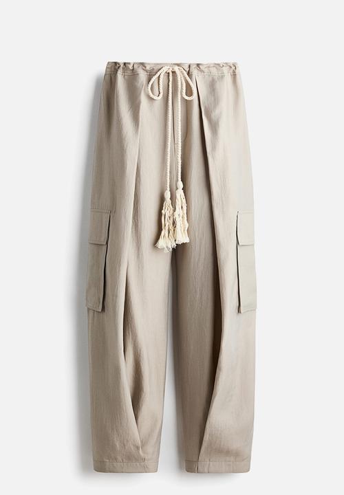 H&M - Wrap-detail drawstring trousers - beige