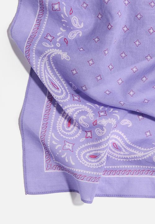 H&M - Patterned cotton scarf - purple/paisley pattern