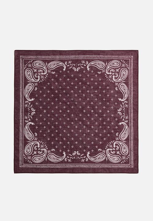 H&M - Patterned cotton scarf - plum red/paisley pattern