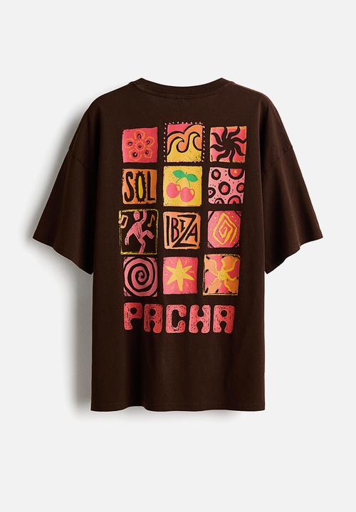 H&M - Oversized print-motif t-shirt - dark brown/pacha