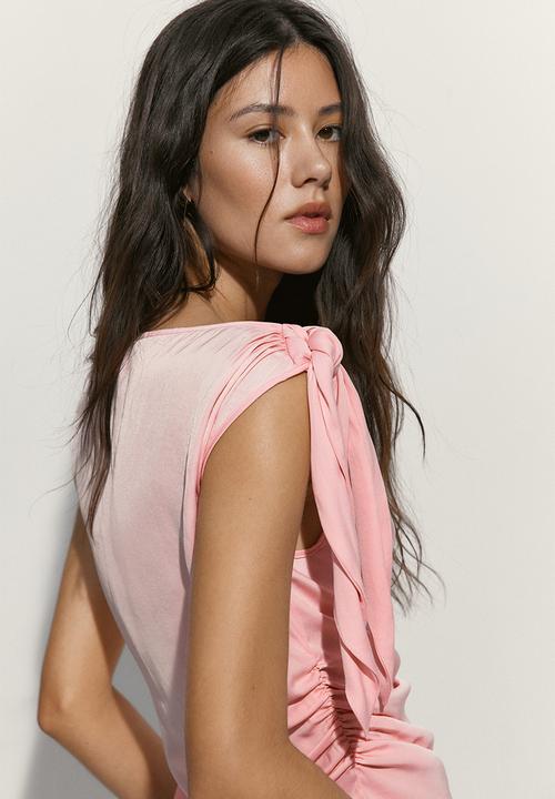 H&M - Asymmetric tie-detail top - light pink
