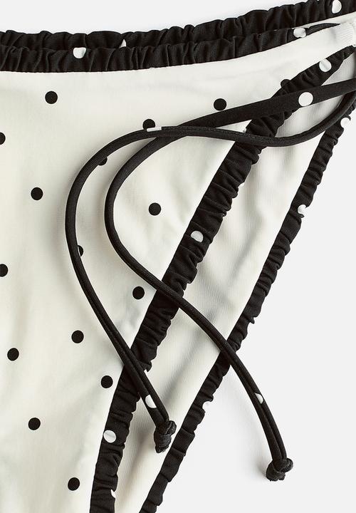 H&M - Cheeky tie tanga bikini bottoms - white/polka dot