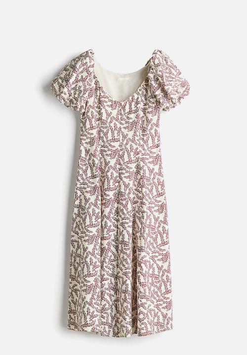 H&M - Balloon-sleeved dress - cream/patterned