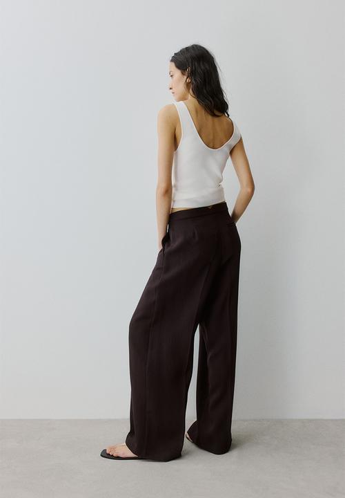H&M - Wide tailored trousers - dark brown