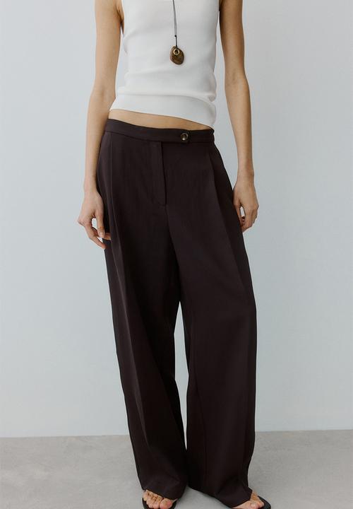 H&M - Wide tailored trousers - dark brown