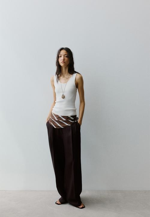 H&M - Wide tailored trousers - dark brown