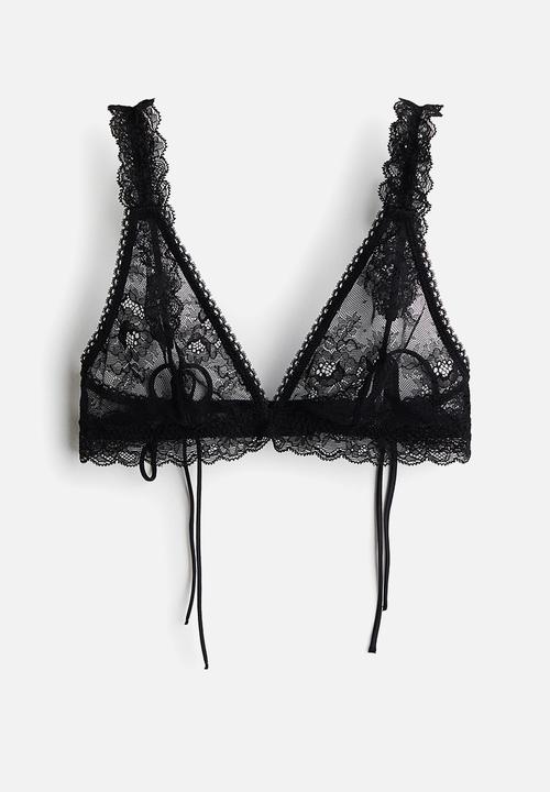 H&M - Soft lace bra - black