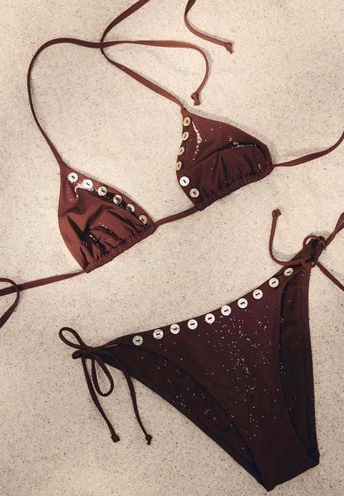 H&M - Padded triangle bikini top - dark brown