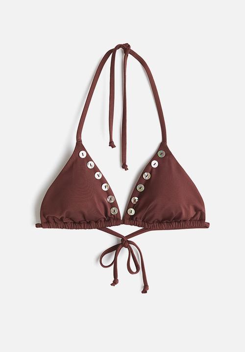 H&M - Padded triangle bikini top - dark brown
