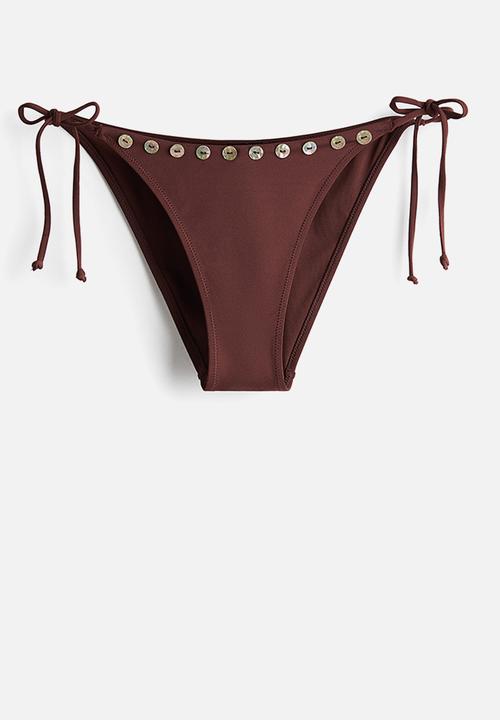 H&M - Cheeky tie tanga bikini bottoms - dark brown