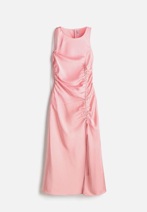 H&M - Drawstring-detail satin dress - light pink