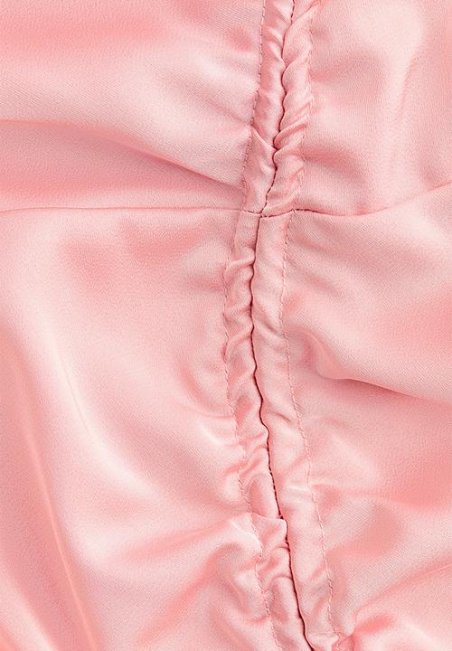 H&M - Drawstring-detail satin dress - light pink