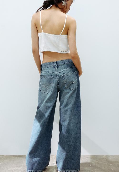 H&M - Baggy wide low waist jeans - denim blue