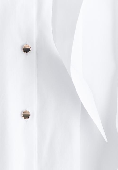 H&M - Tie-belt shirt dress - white