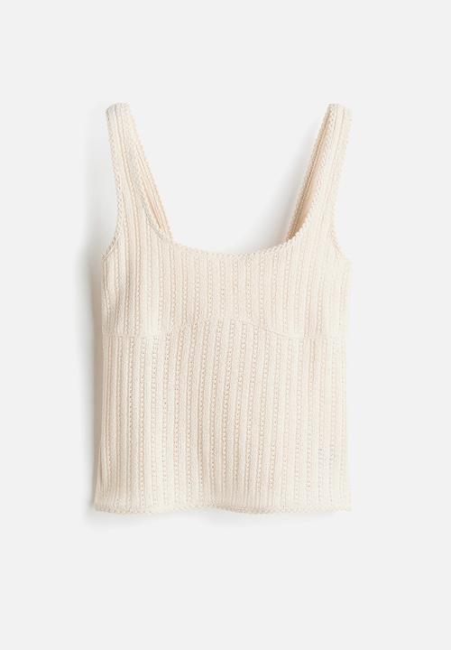 H&M - Pointelle-knit top - cream