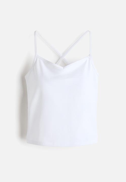 H&M - Slim fit sports strappy top with drymove - white