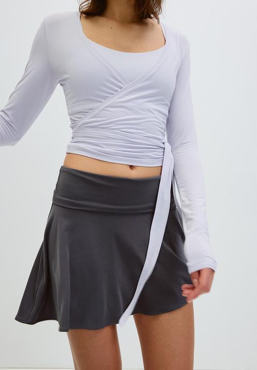 H&M - Foldover-waist asymmetric yoga skirt - dark grey