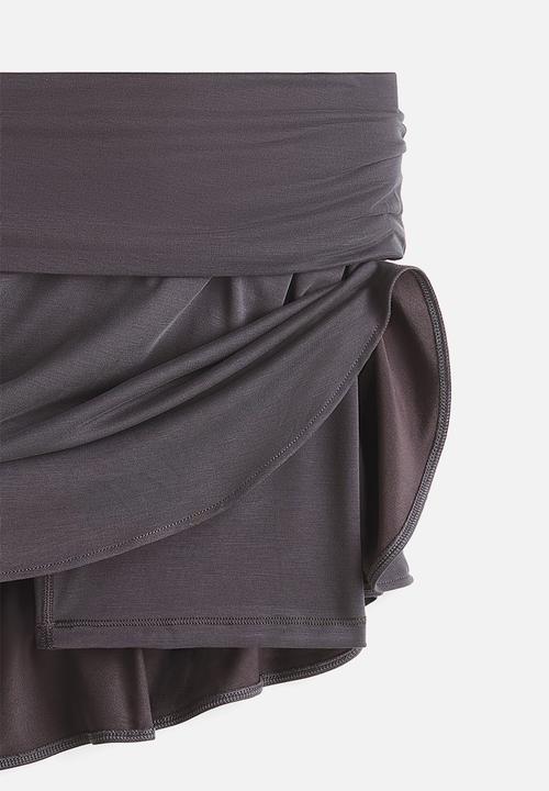 H&M - Foldover-waist asymmetric yoga skirt - dark grey