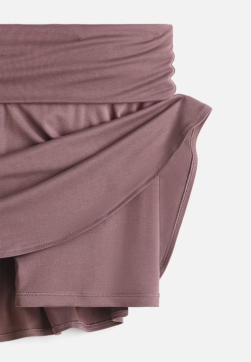 H&M - Foldover-waist asymmetric yoga skirt - dusty mauve