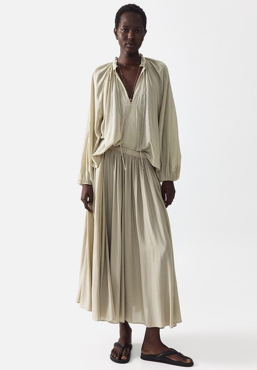 H&M - Oversized cotton-blend blouse - light dusty beige