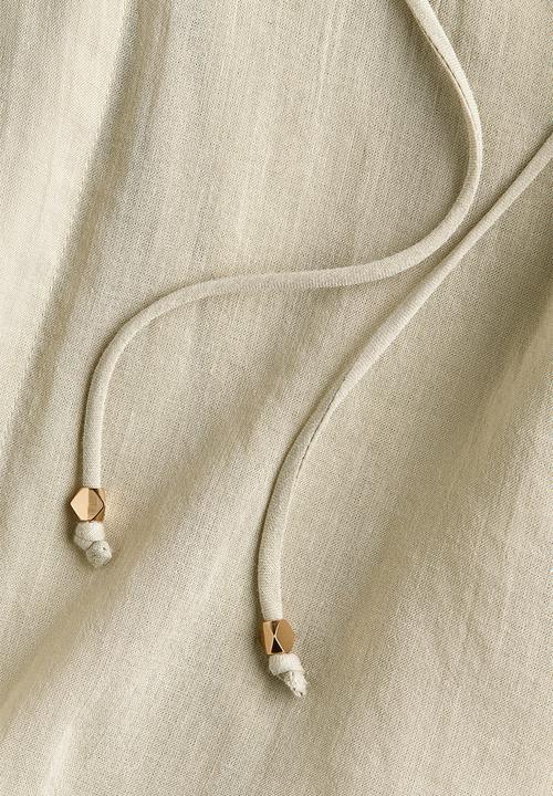 H&M - Oversized cotton-blend blouse - light dusty beige