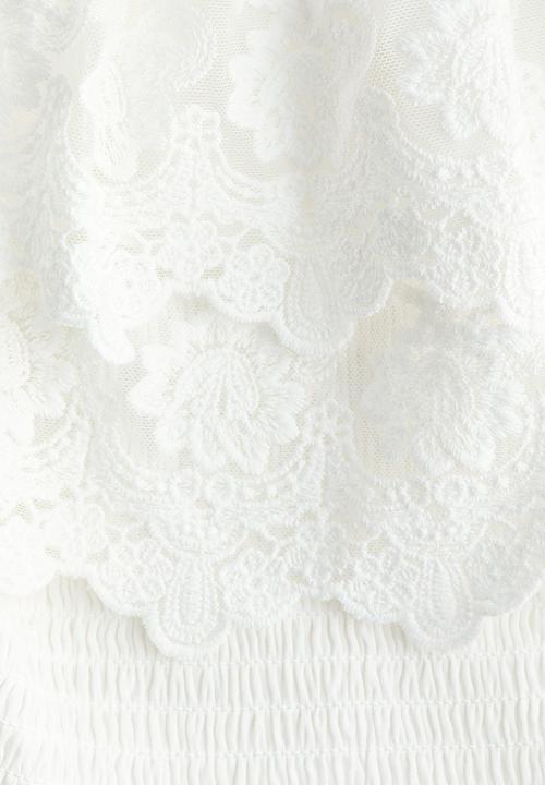 H&M - Flounced off-the-shoulder top - white