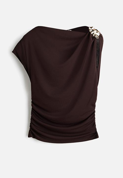 H&M - Draped jersey top - dark brown