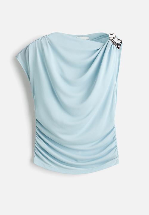 H&M - Draped jersey top - light blue