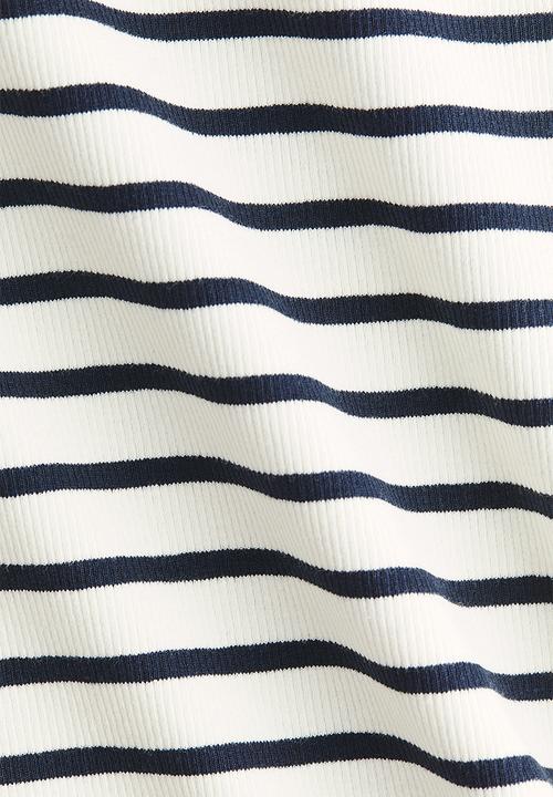 H&M - Boat-neck cotton top - navy blue/striped