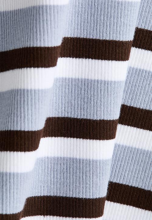 H&M - Boat-neck cotton top - light blue/striped