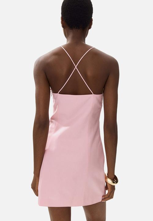 H&M - Linen-blend strappy dress - light pink
