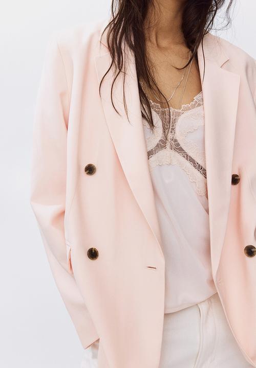 H&M - Double-breasted blazer - light pink