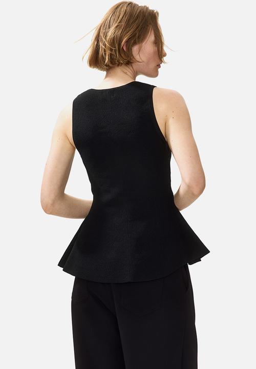 H&M - Rib-knit peplum waistcoat - black