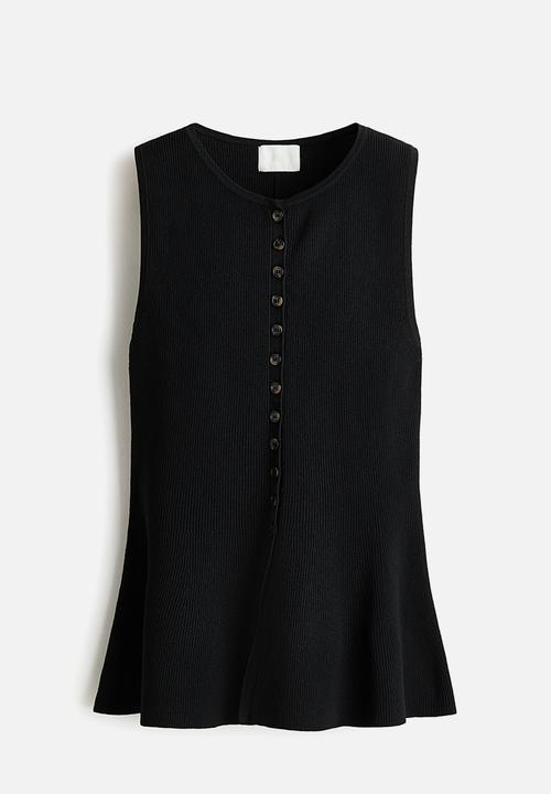 H&M - Rib-knit peplum waistcoat - black