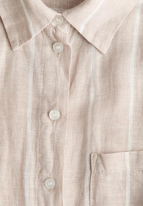H&M - Linen shirt - light beige/striped
