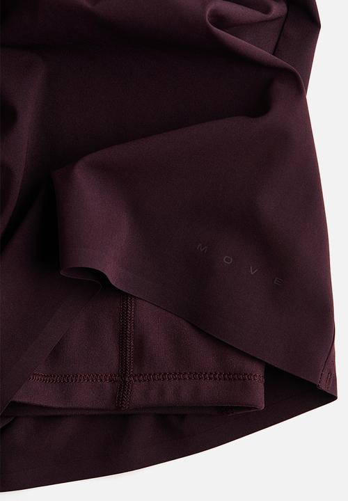 H&M - Layered sports shorts with pocket - chocolate plum