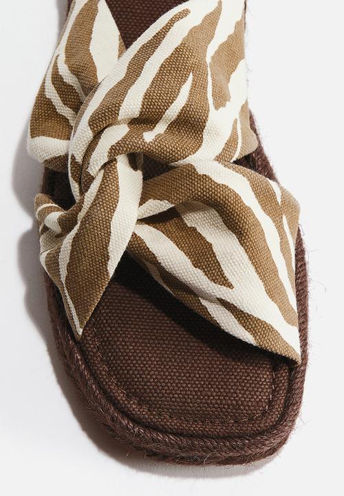 H&M - Cotton espadrille sandals - light beige/zebra print