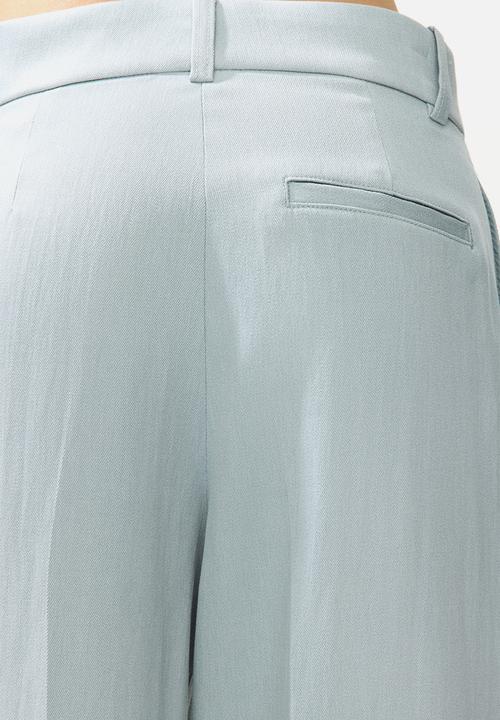 H&M - Wide linen-blend trousers - dusty turquoise
