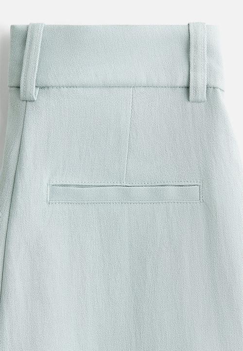 H&M - Wide linen-blend trousers - dusty turquoise