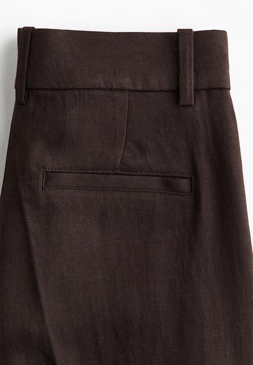 H&M - Wide linen-blend trousers - dark brown