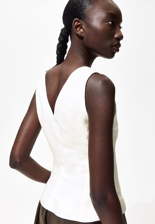 H&M - Linen-blend waistcoat - white