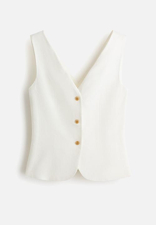 H&M - Linen-blend waistcoat - white