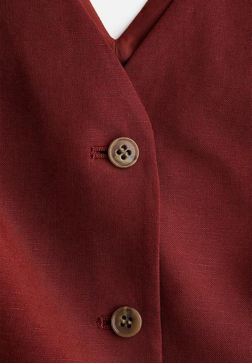 H&M - Linen-blend waistcoat - dark red
